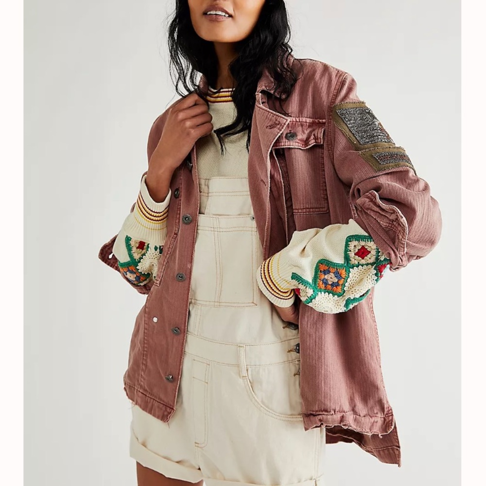 Free People, embellished, military shirt/jacket.